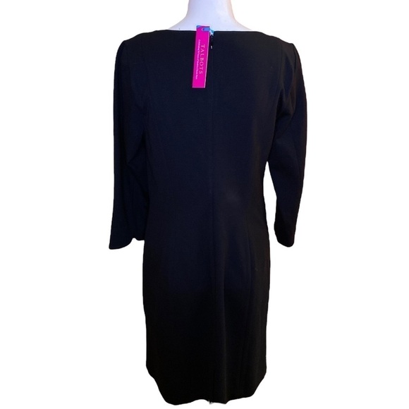 Talbots Limited Edition Dress 2017 Black Ponte Tuxedo Bow Pearl 3/4 Sleeve 10P - Picture 4 of 7